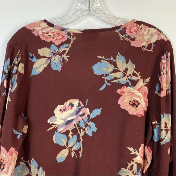 SHOW ME YOUR MUMU TATUM CHOCOLATE AND ROSES DRAPE FLORAL WOMENS TIE TOP SIZE S - Picture 10 of 13